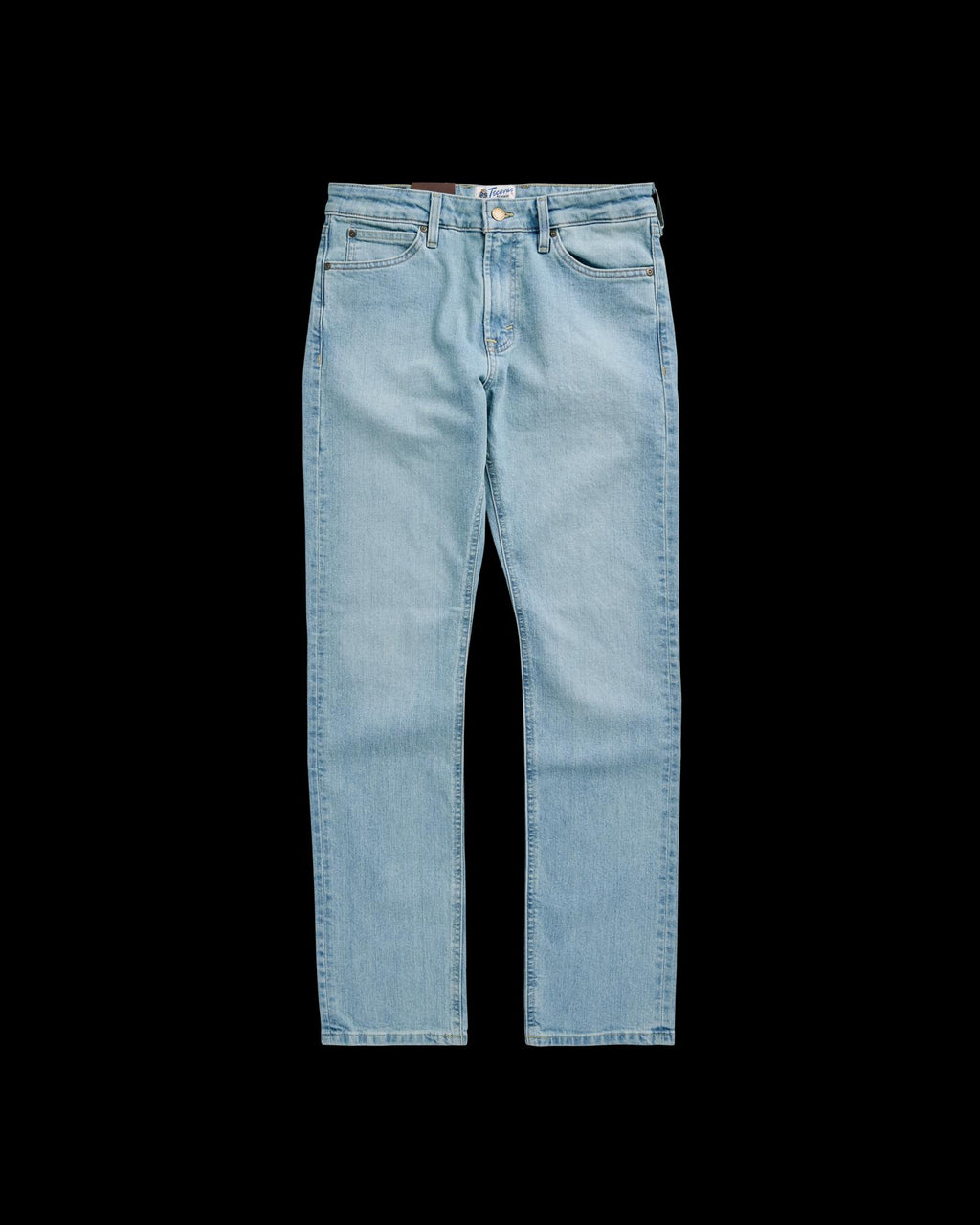 Front view of Men's Slim Stretch Denim - Light Stone Wash on plain background