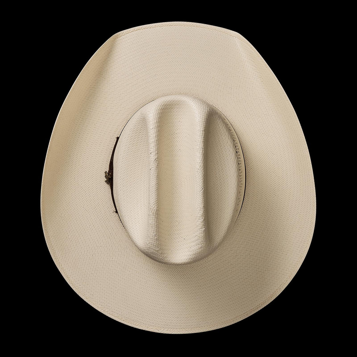 Top view of Cattleman Straw Cowboy Hat - Natural on plain background