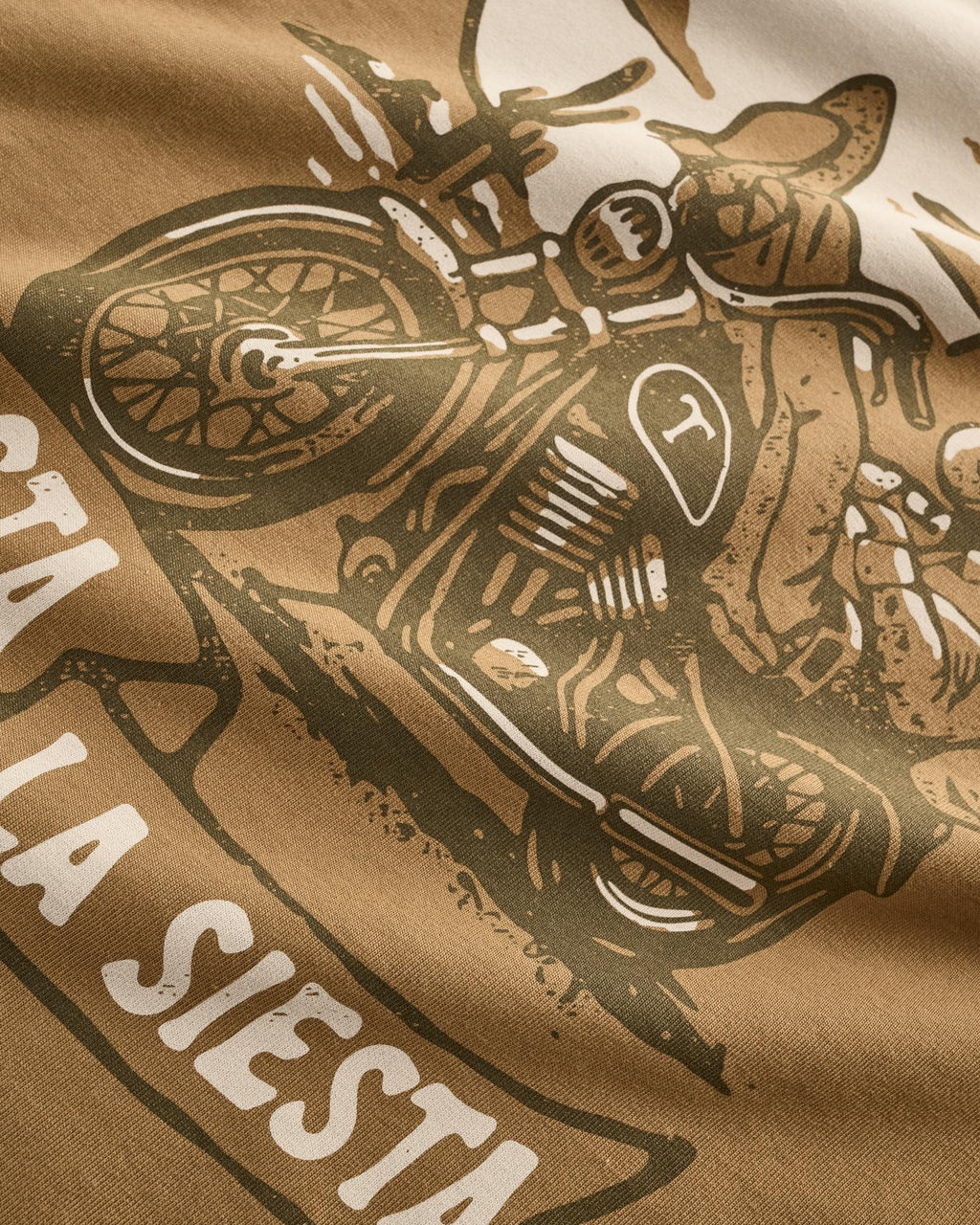 Closeup view of Men's Hasta La Siesta T-Shirt - Olivewood
