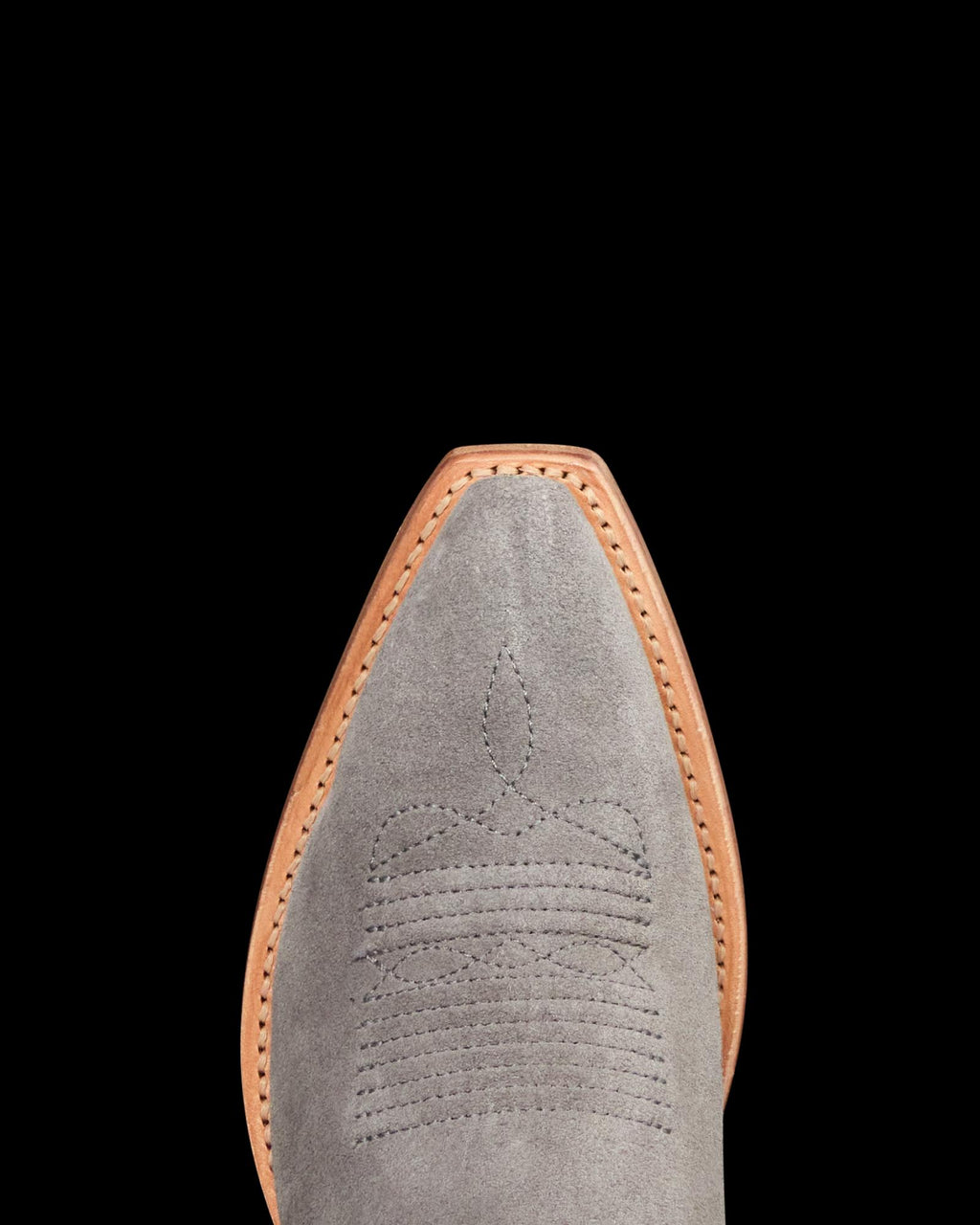 Toe view of The Annie - Charcoal Suede on plain background
