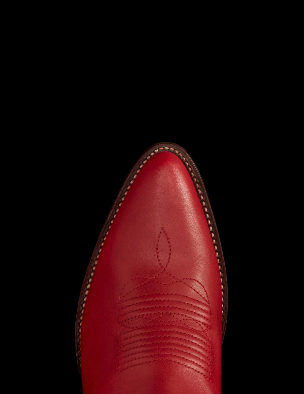 Toe view of The Abby - Crimson on plain background