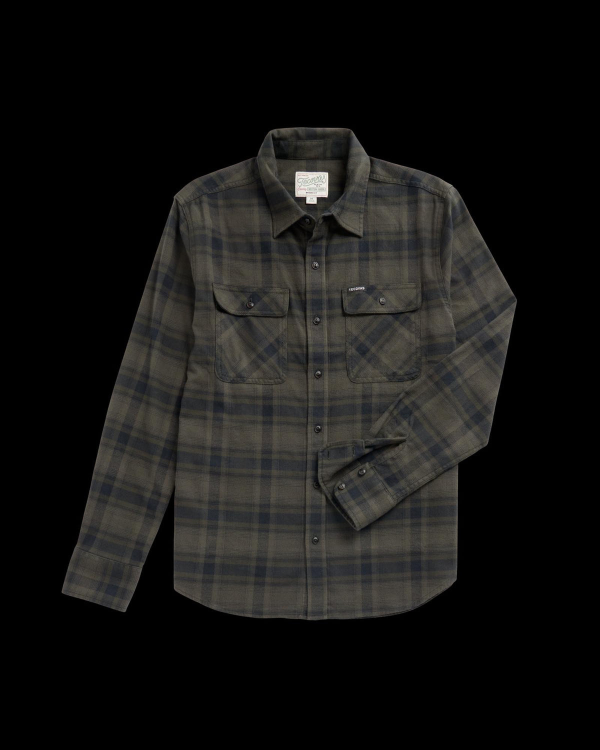 Front view of Men's Essential Flannel - Black/Gray on plain background
