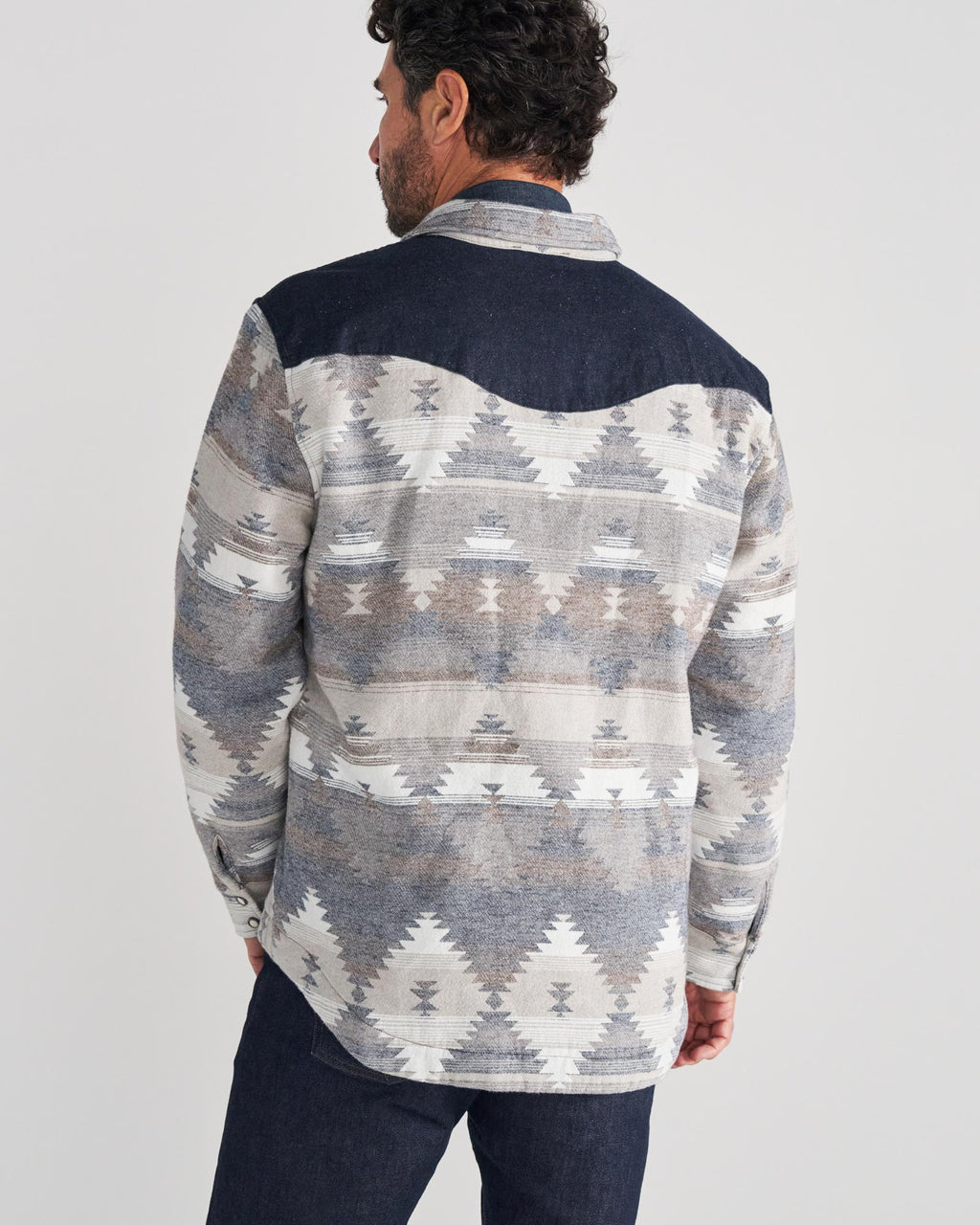 Back view of Men's Southwest Shacket - Multi on model